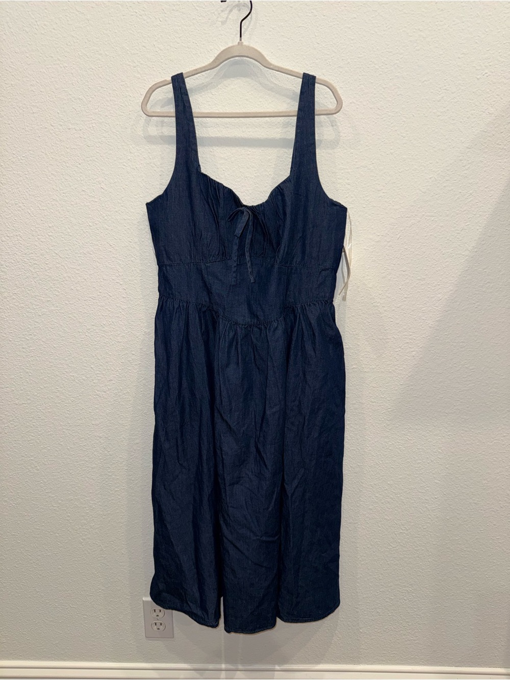 June & Hudson denim Sleeveless Tie-Front Midi Dress